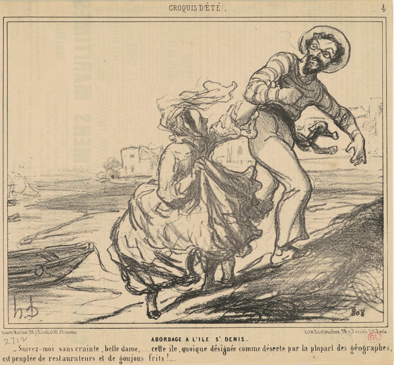 Boarding på Saint-Denis Island av Honoré Daumier
