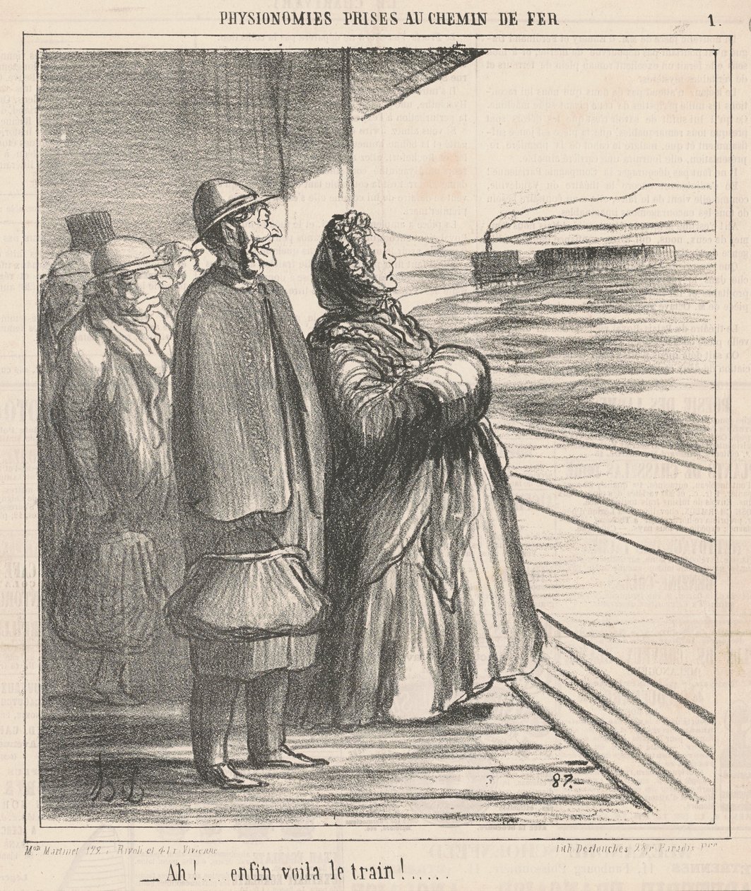 Ah! Äntligen här är tåget! ... av Honoré Daumier