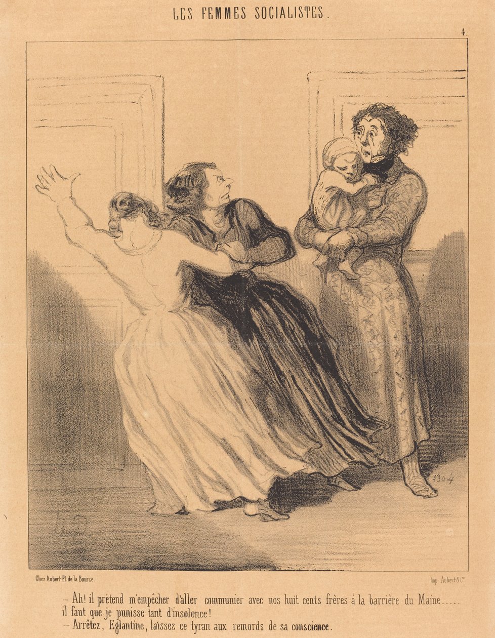 Ah! han låtsas hindra mig från att gå... av Honoré Daumier