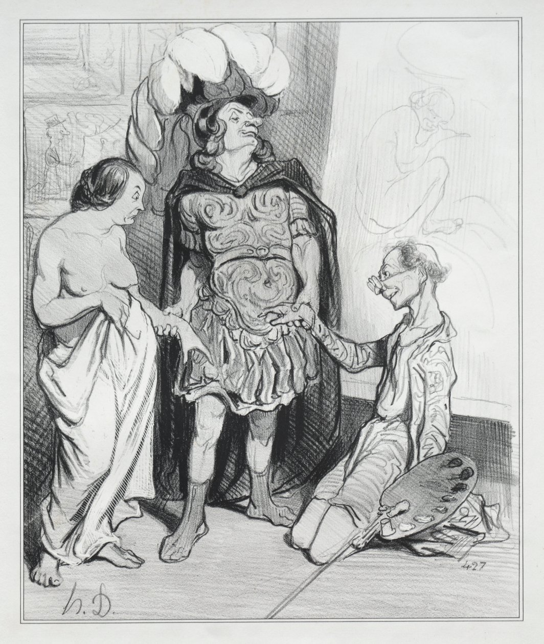Apelles och Campaste av Honoré Daumier