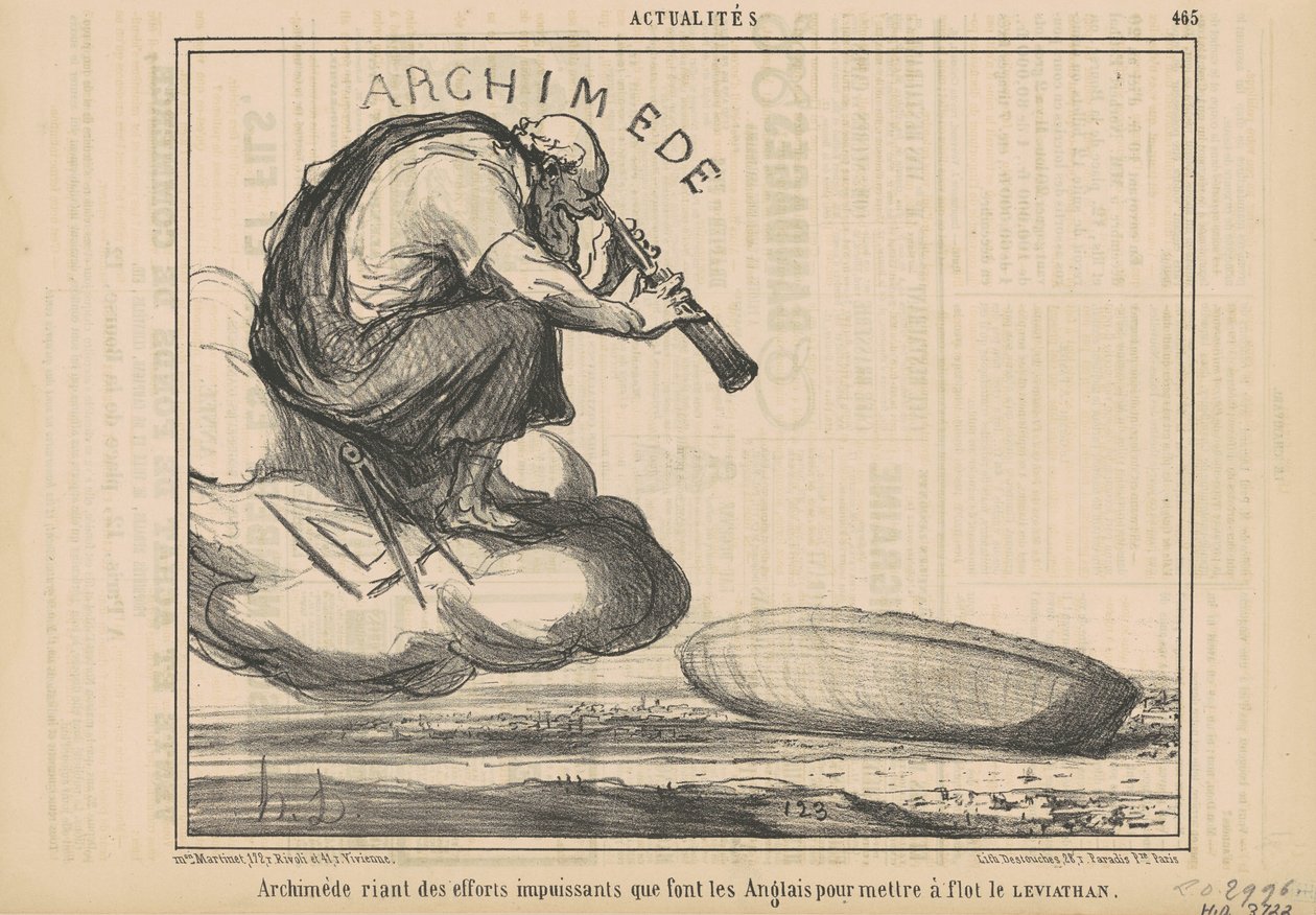 Arkimedes skrattar åt ansträngningarna... av Honoré Daumier