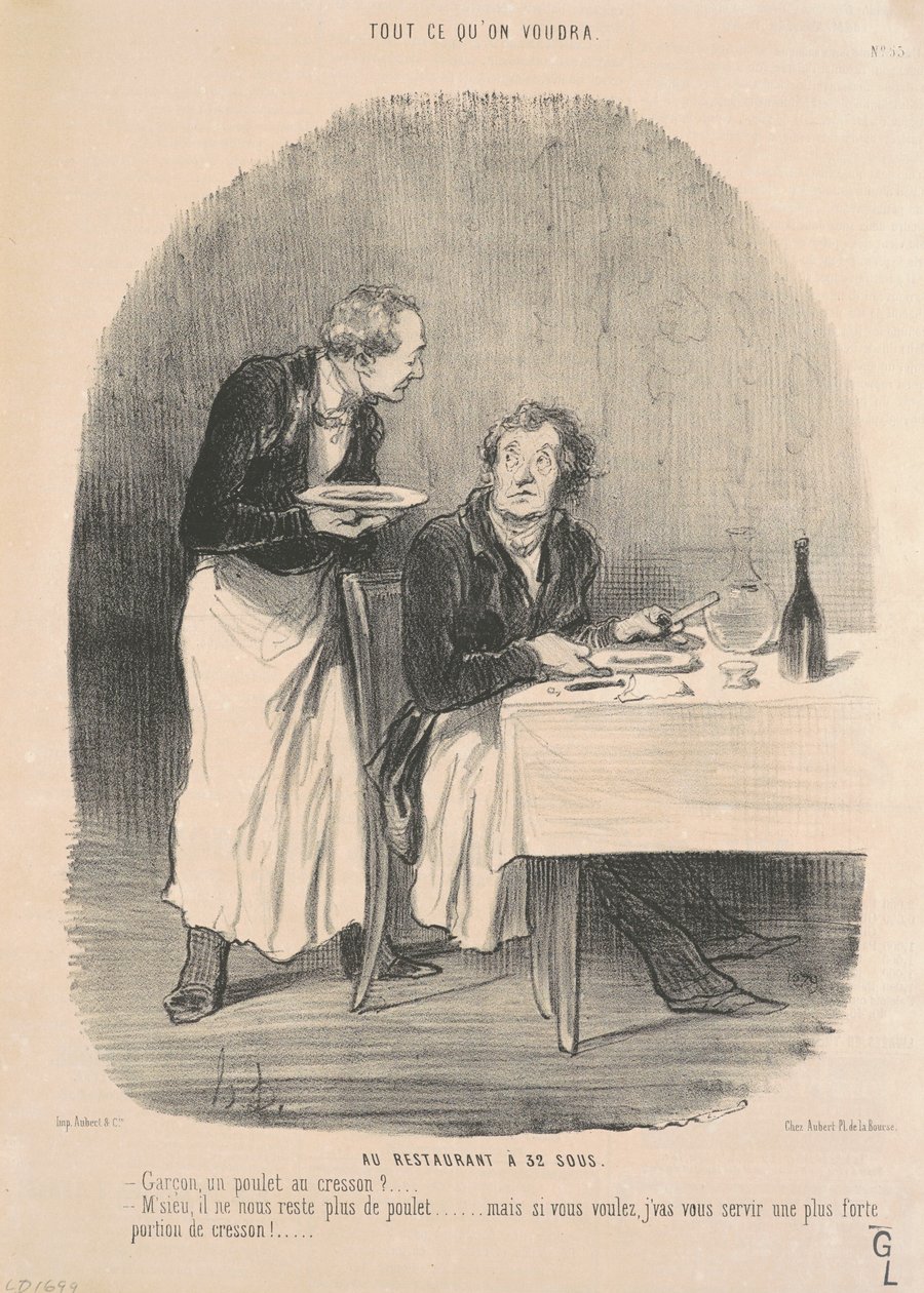 På restaurangen för 32 cent av Honoré Daumier