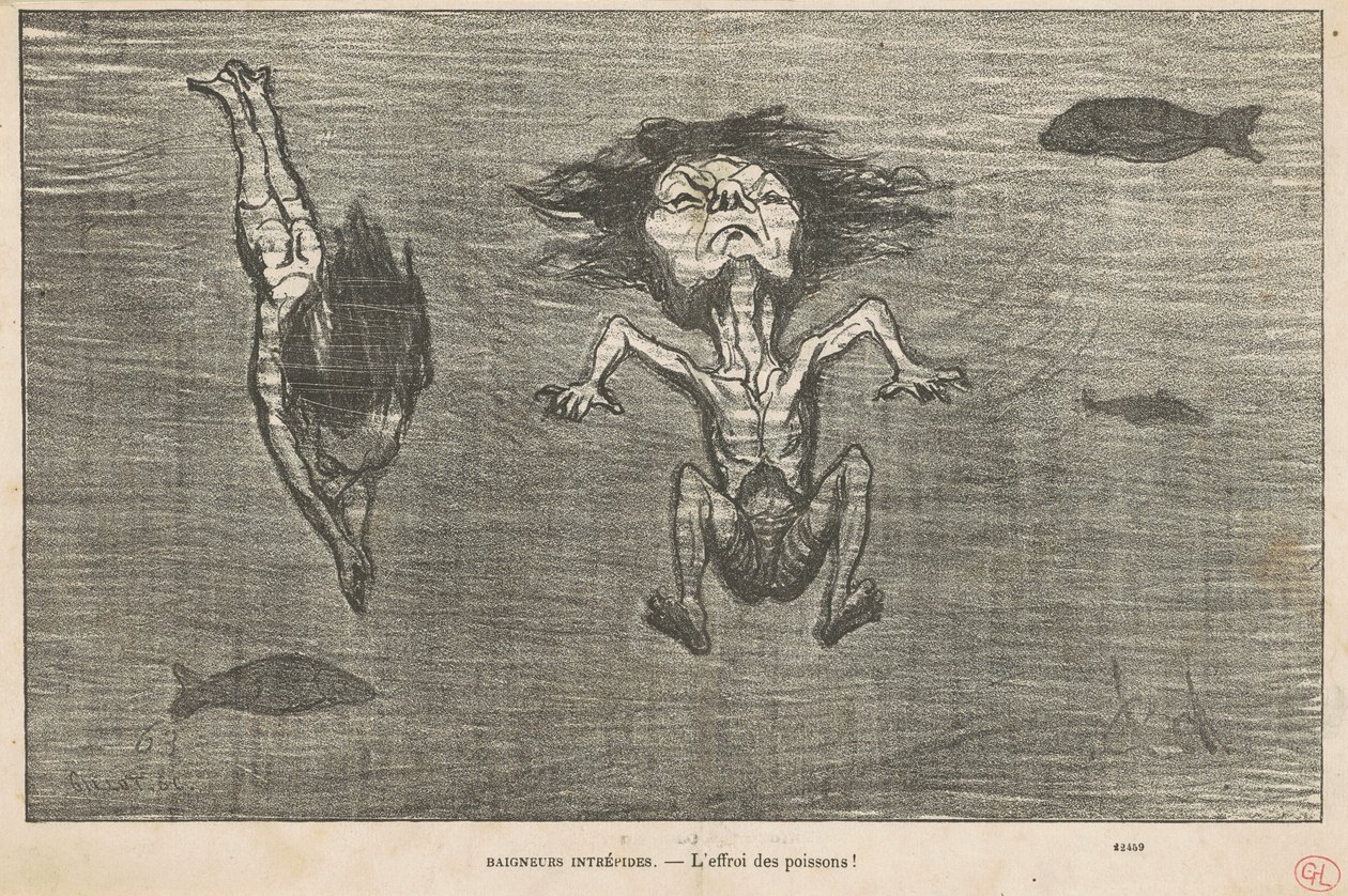 Orädda badgäster av Honoré Daumier