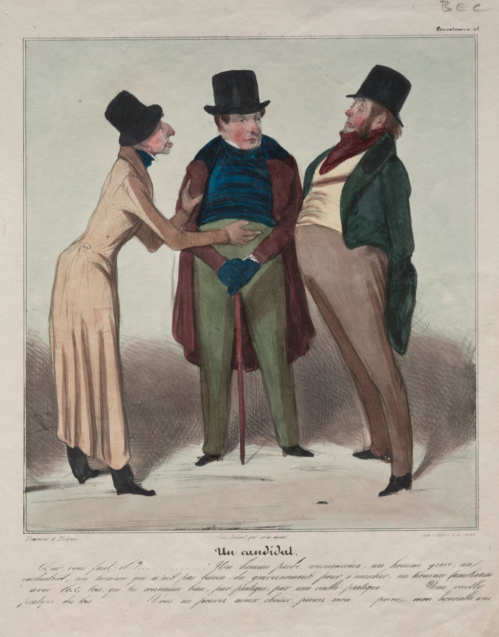 Caricaturana Plate 48: A Candidate, 1837. av Honoré Daumier