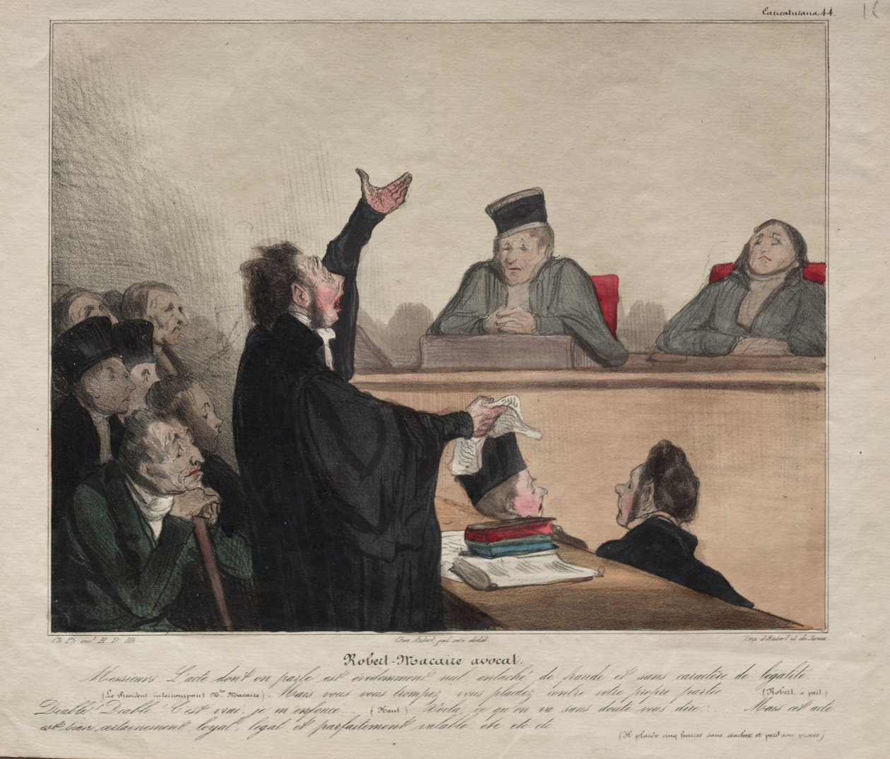 Caricaturana, skylt 44: Robert-Macaire, advokat av Honoré Daumier