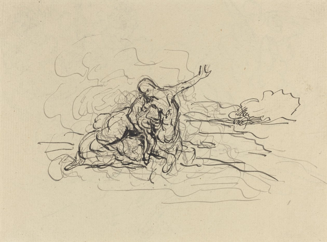 Kentaur som bär bort en kvinna av Honoré Daumier