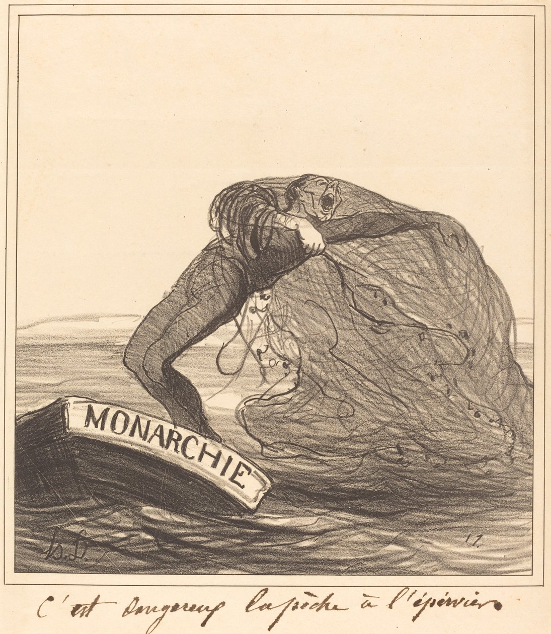 Det är farligt, kastnätsfiske av Honoré Daumier