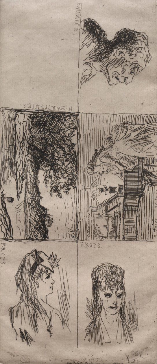 Fem studier. av Honoré Daumier