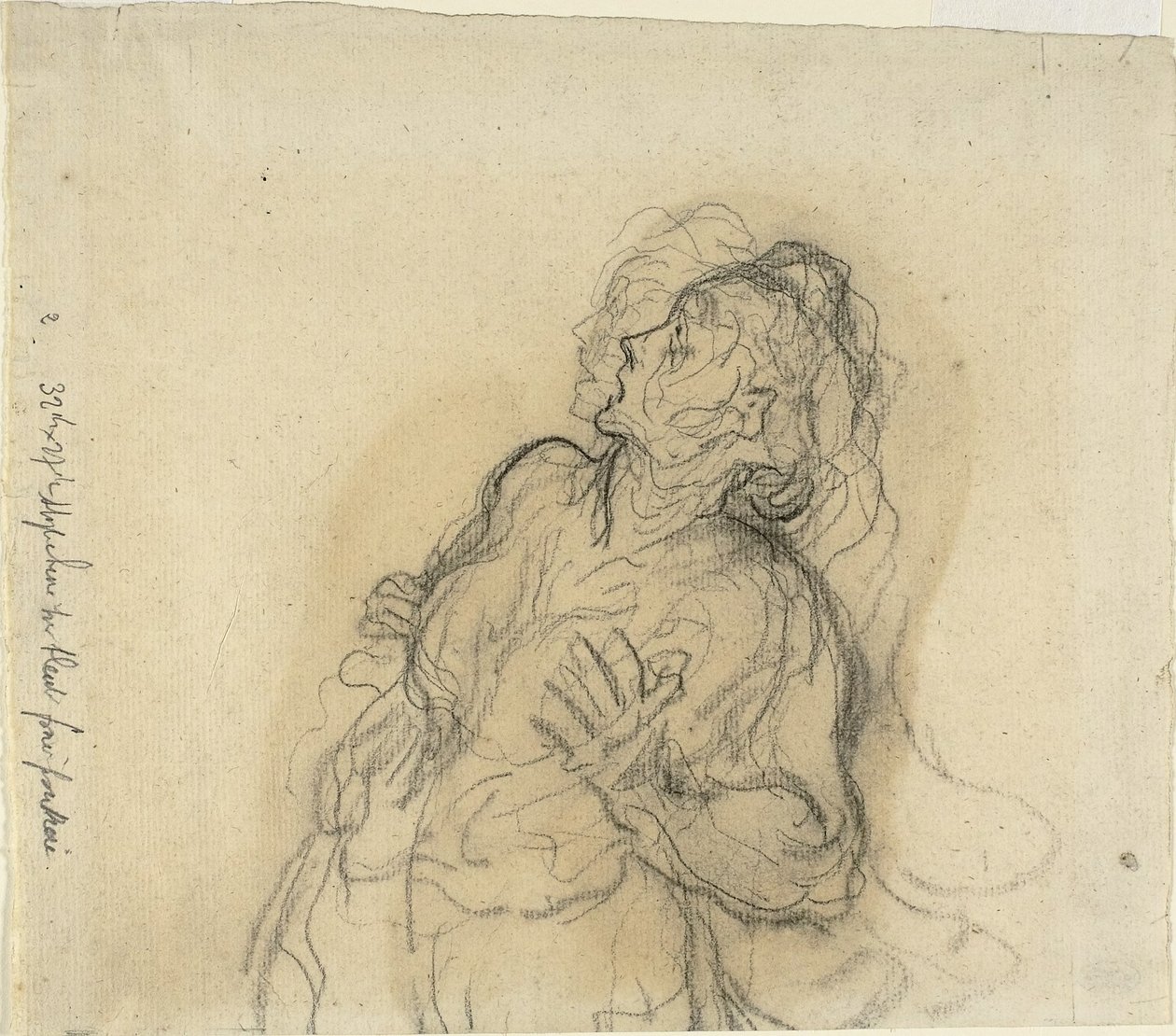 Skrämd kvinna av Honoré Daumier