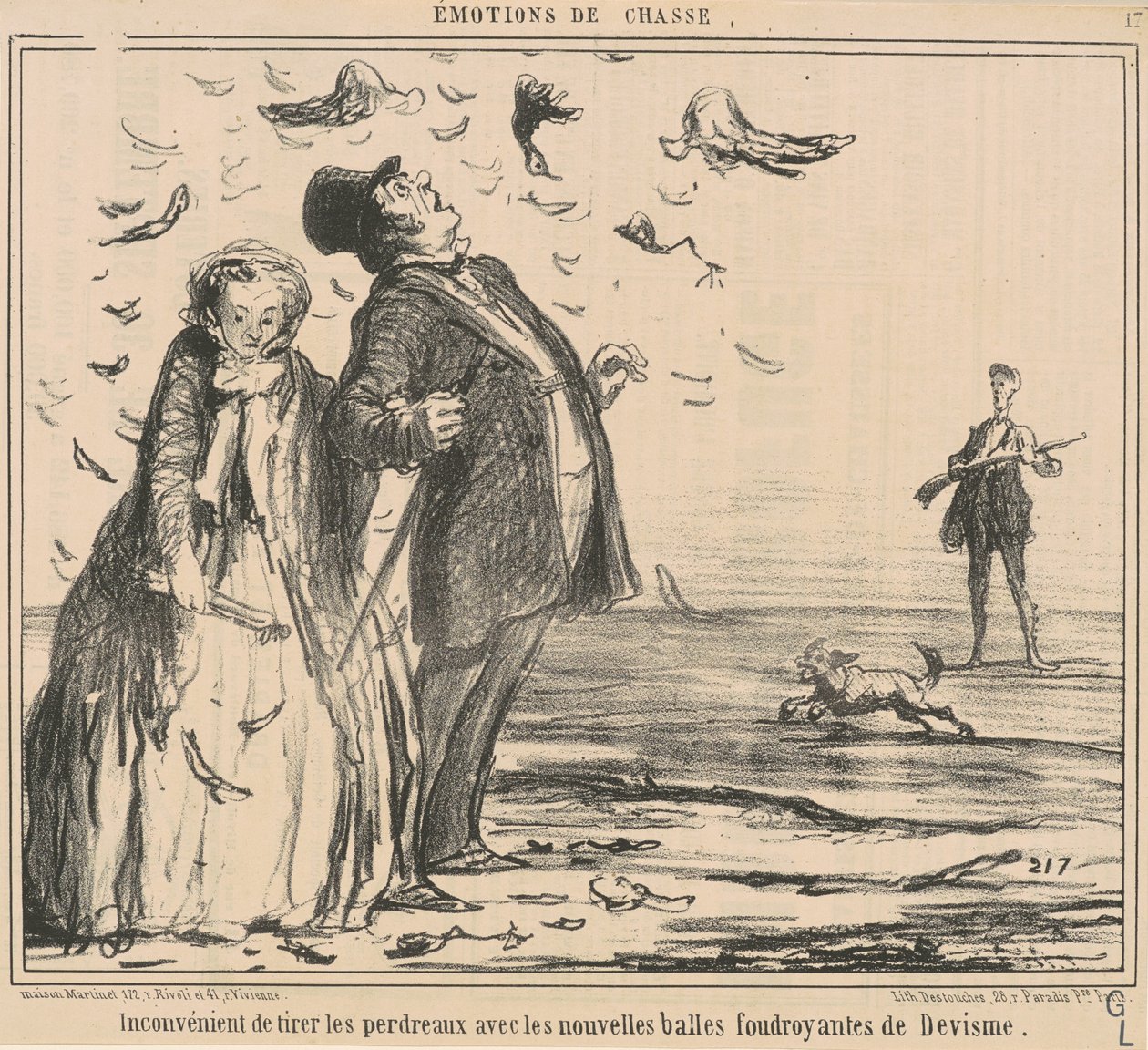 Nackdel med att dra rapphöns... av Honoré Daumier
