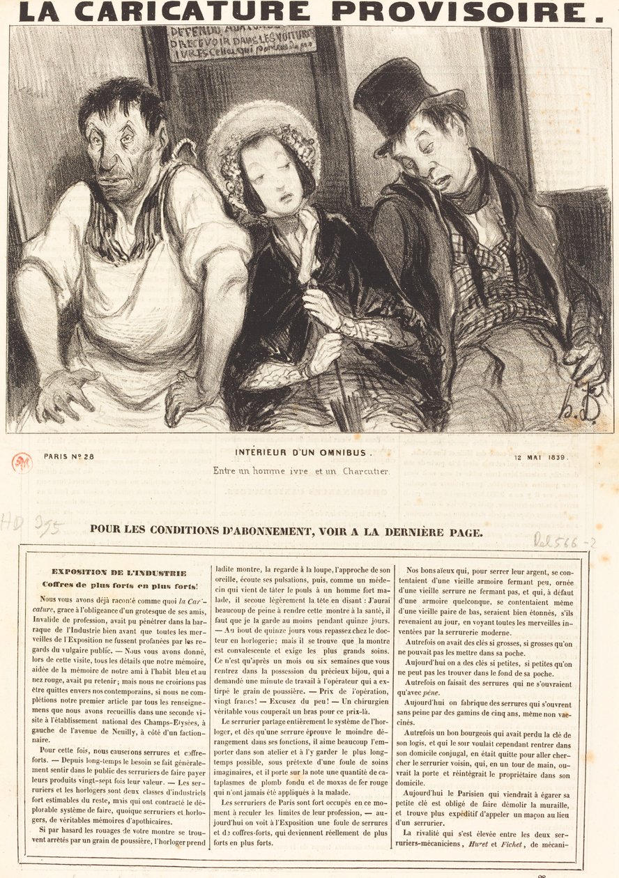 Interiör av en omnibus av Honoré Daumier