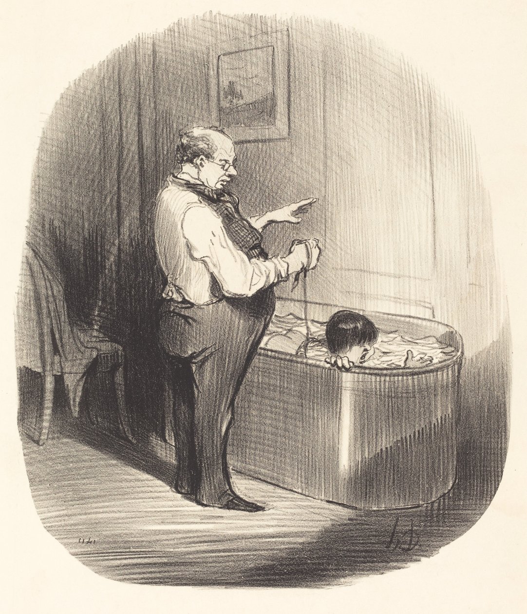 Första simlektionen av Honoré Daumier