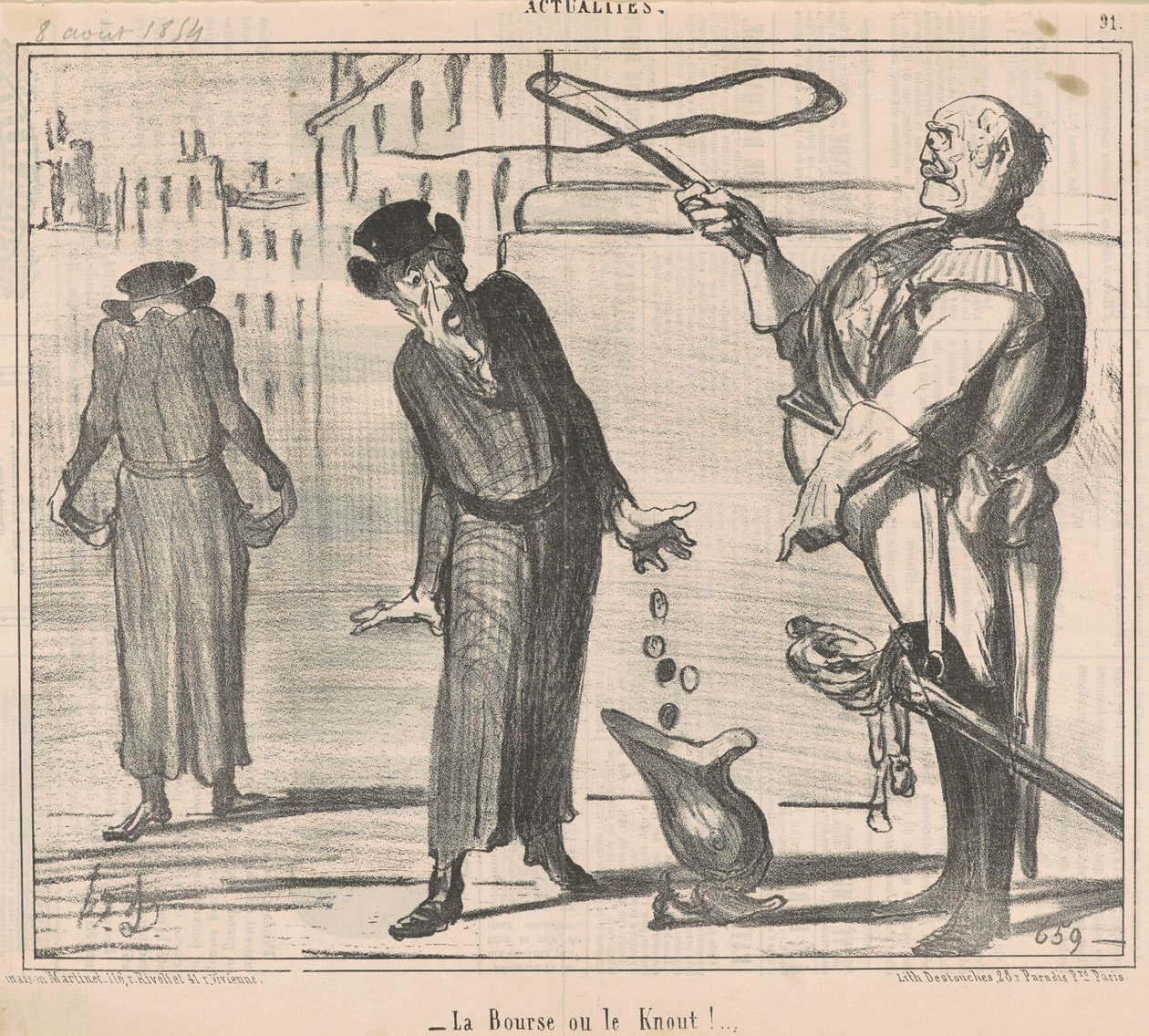 Handväskan eller knuten! av Honoré Daumier