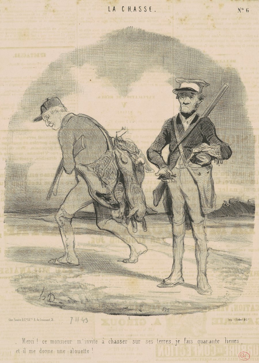 Tack! Den här herren bjuder in mig att jaga... av Honoré Daumier