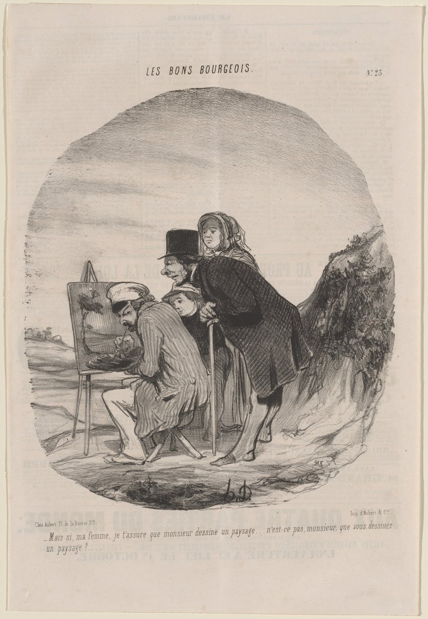 Gentleman ritar ett landskap av Honoré Daumier