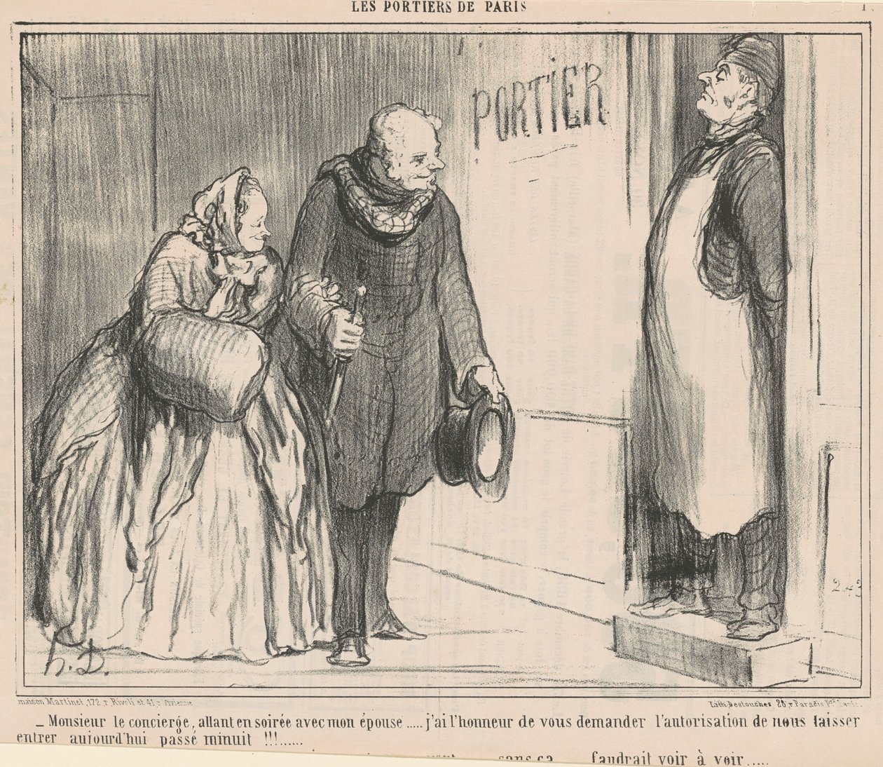 Herr concierge, går på kvällen av Honoré Daumier