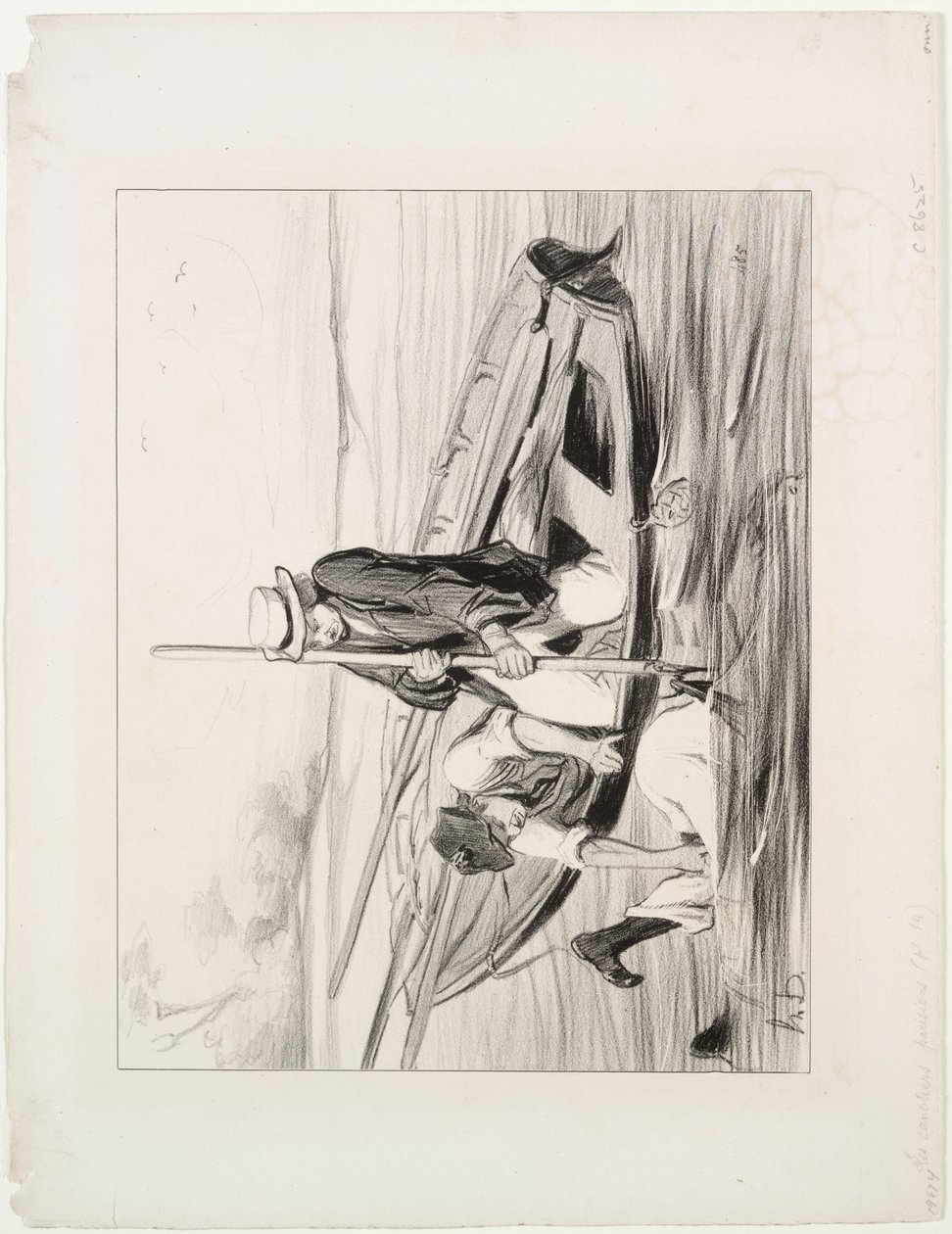 Parisian Boatmen, skylt 14: Man överbord av Honoré Daumier