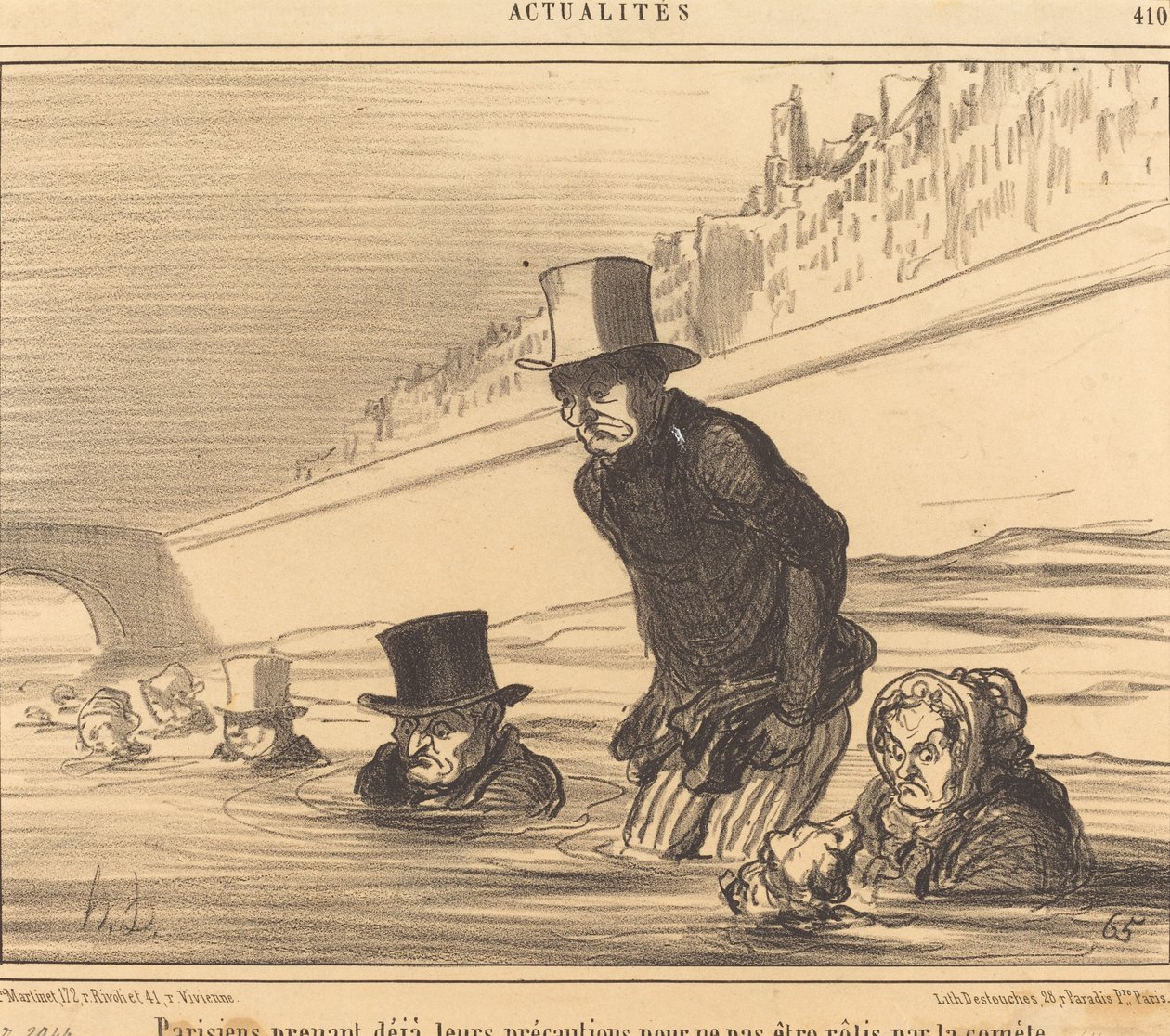 Parisare tar... sina försiktighetsåtgärder... av Honoré Daumier