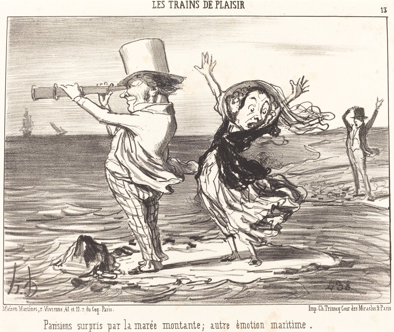 Parisare överraskade av tidvattnet... av Honoré Daumier