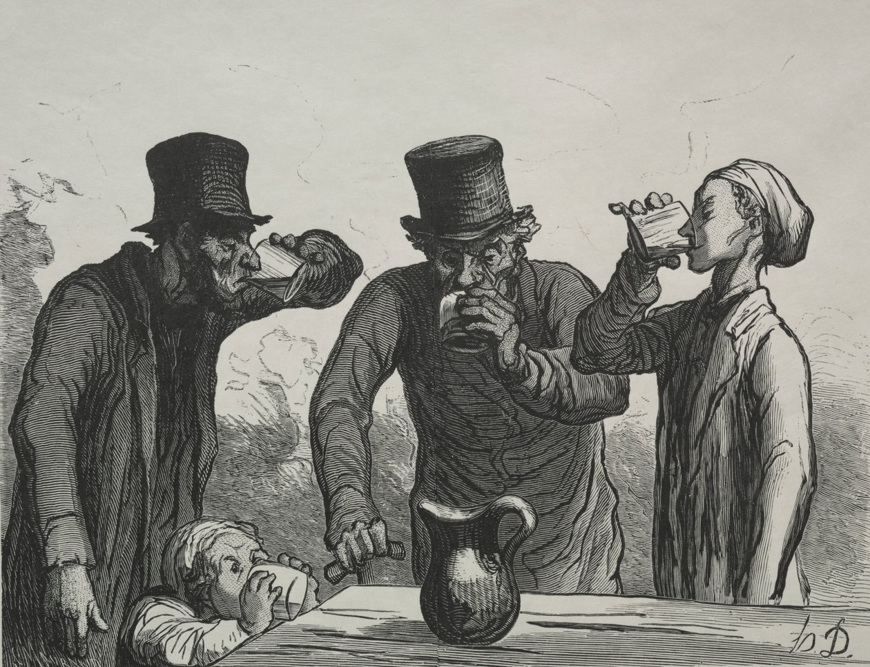 Drickarens fysiologi: De fyra åldrarna. av Honoré Daumier
