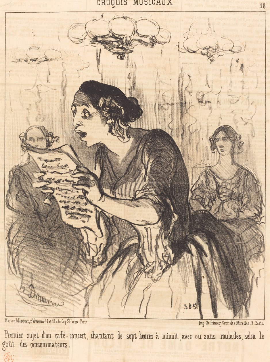 Första ämnet för en sjungande café-konsert... av Honoré Daumier