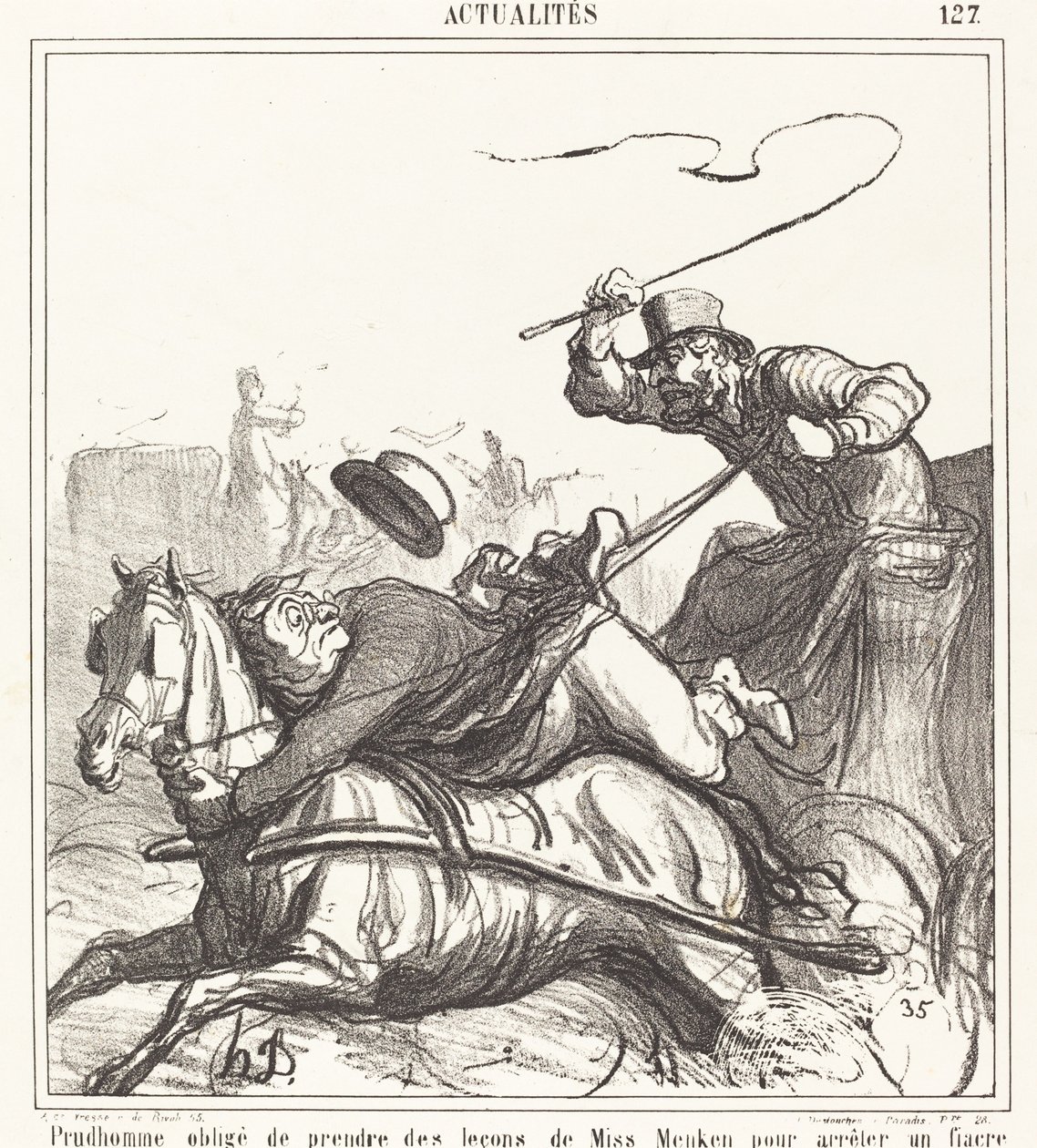 Prudhomme tvingas ta lektioner... av Honoré Daumier