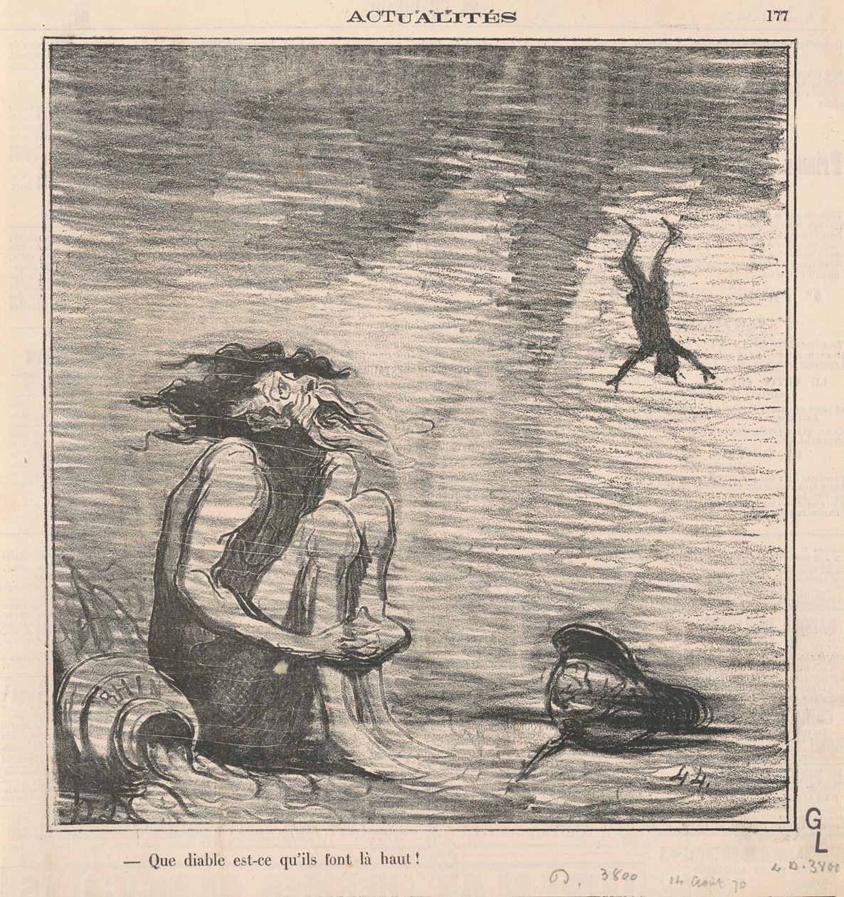Vad fan gör de där uppe! av Honoré Daumier