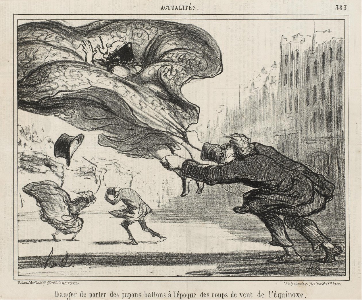 Faran med att bära ringkjolar... av Honoré Daumier