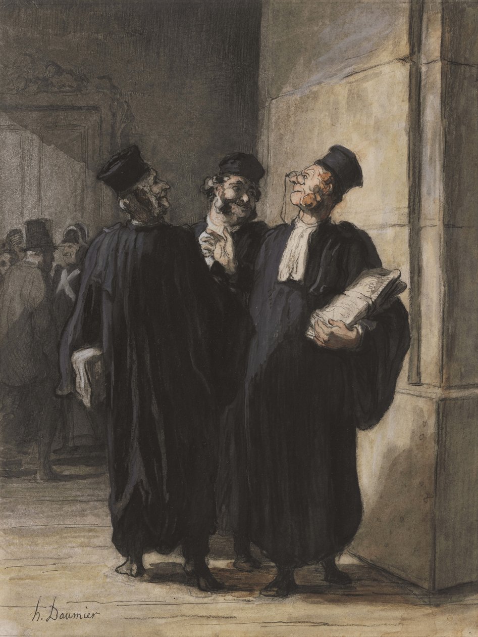 Tre advokater som samtalar, ca 1862-65 av Honoré Daumier
