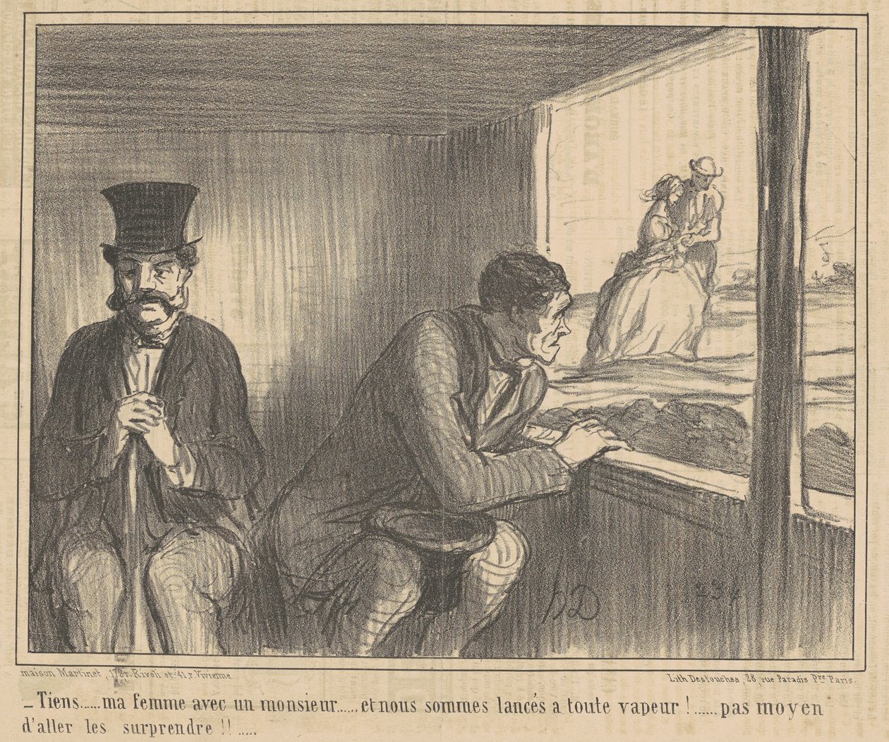 Här ... min fru med en gentleman ... av Honoré Daumier