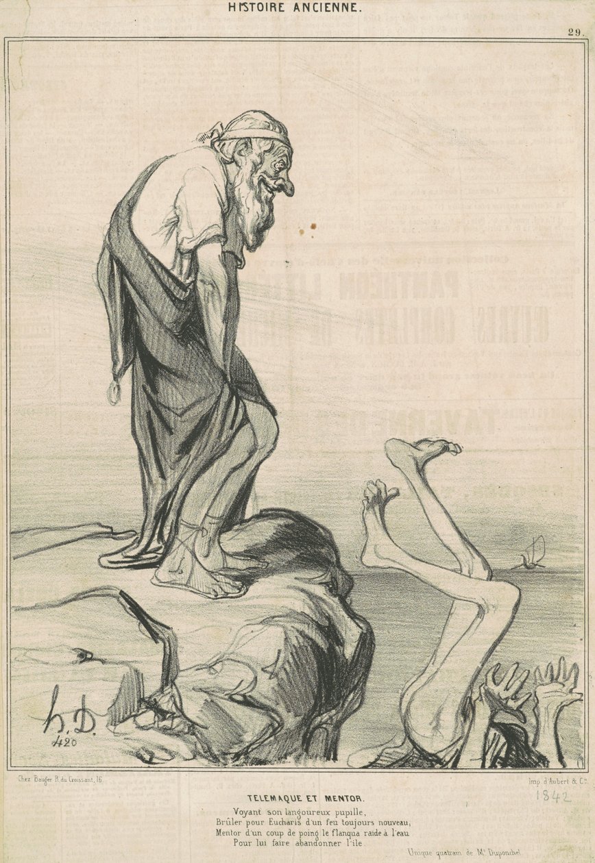 Telemachus och mentor av Honoré Daumier
