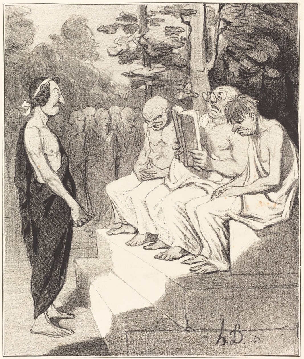 Telemachus förhörd av de vise av Honoré Daumier