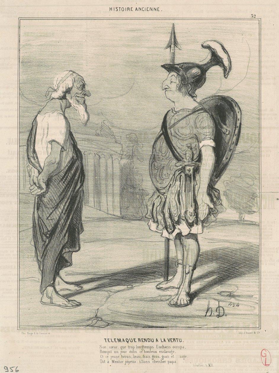 Telemachus återställd till dygd av Honoré Daumier