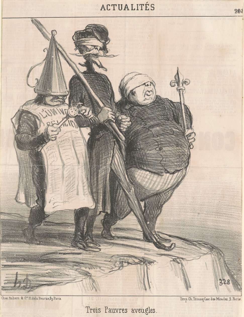 Tre stackars blinda människor av Honoré Daumier