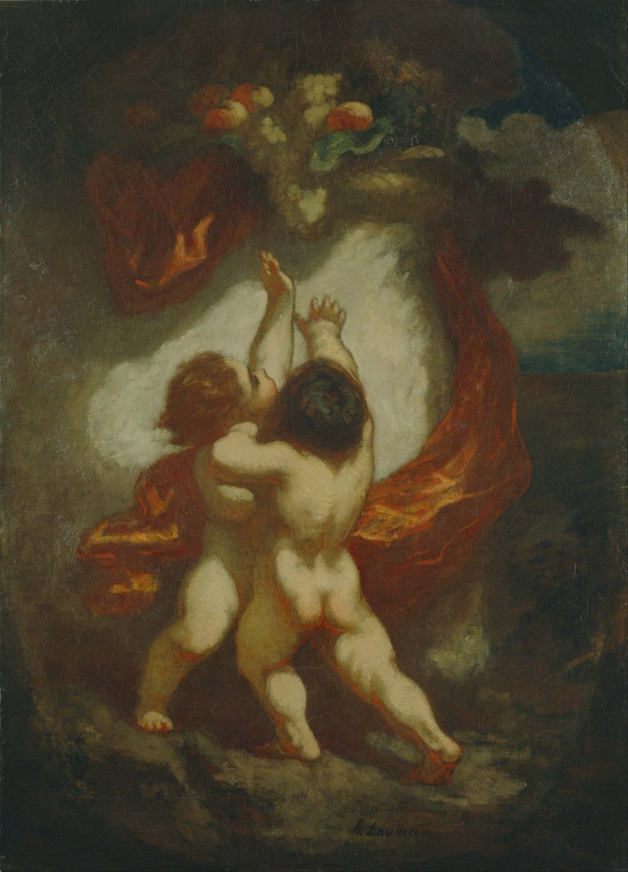 Two Putti Striving for Fruits av Honoré Daumier