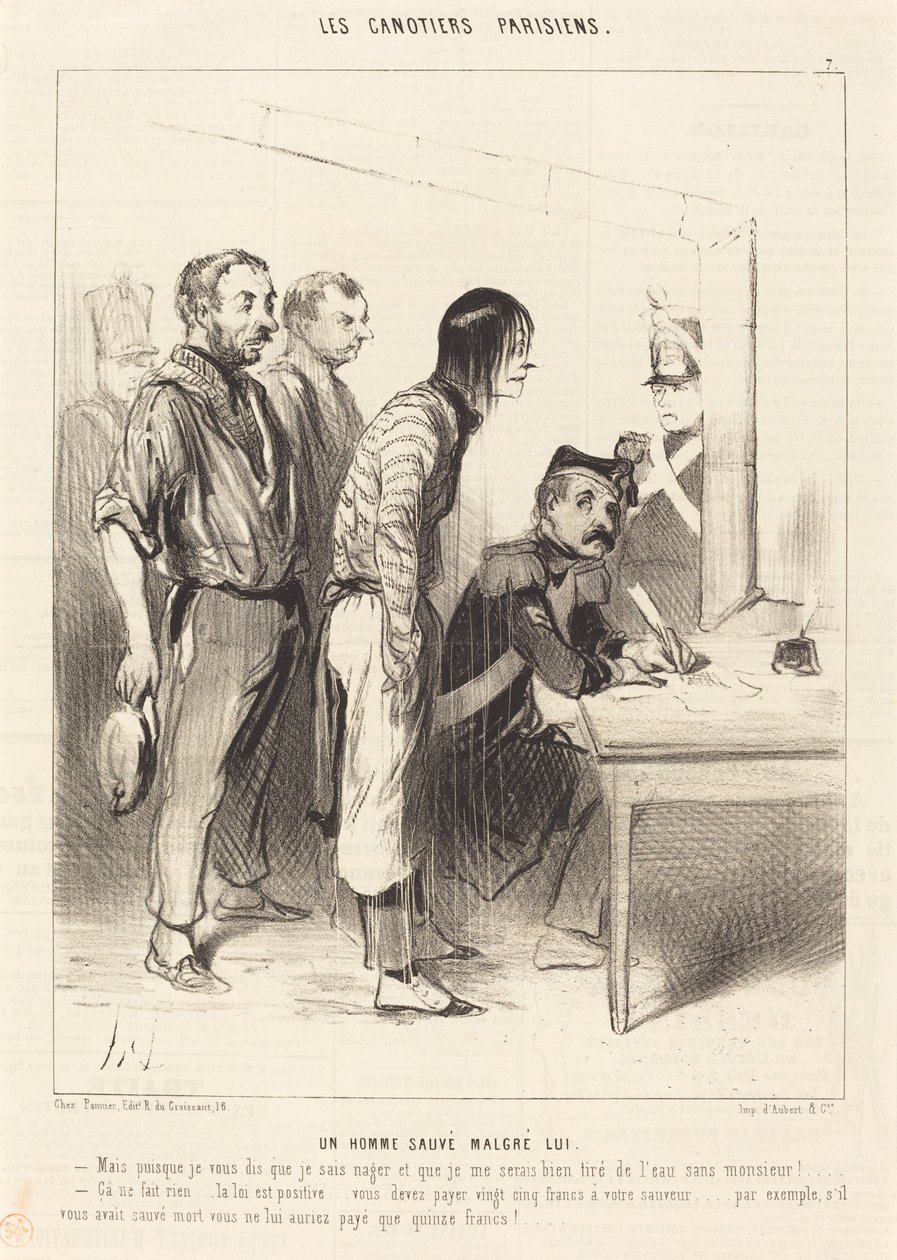 En man räddad trots sig själv av Honoré Daumier