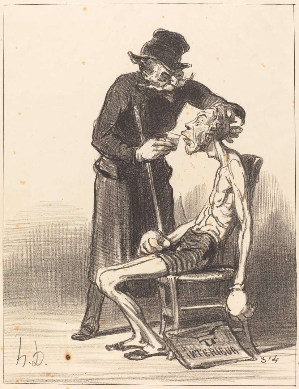 En olycklig brottare av Honoré Daumier