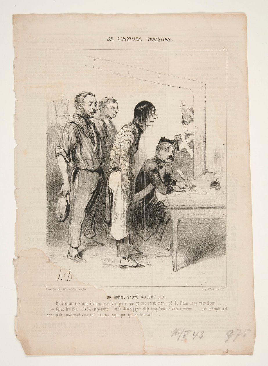 En man räddar trots sig själv av Honoré Daumier