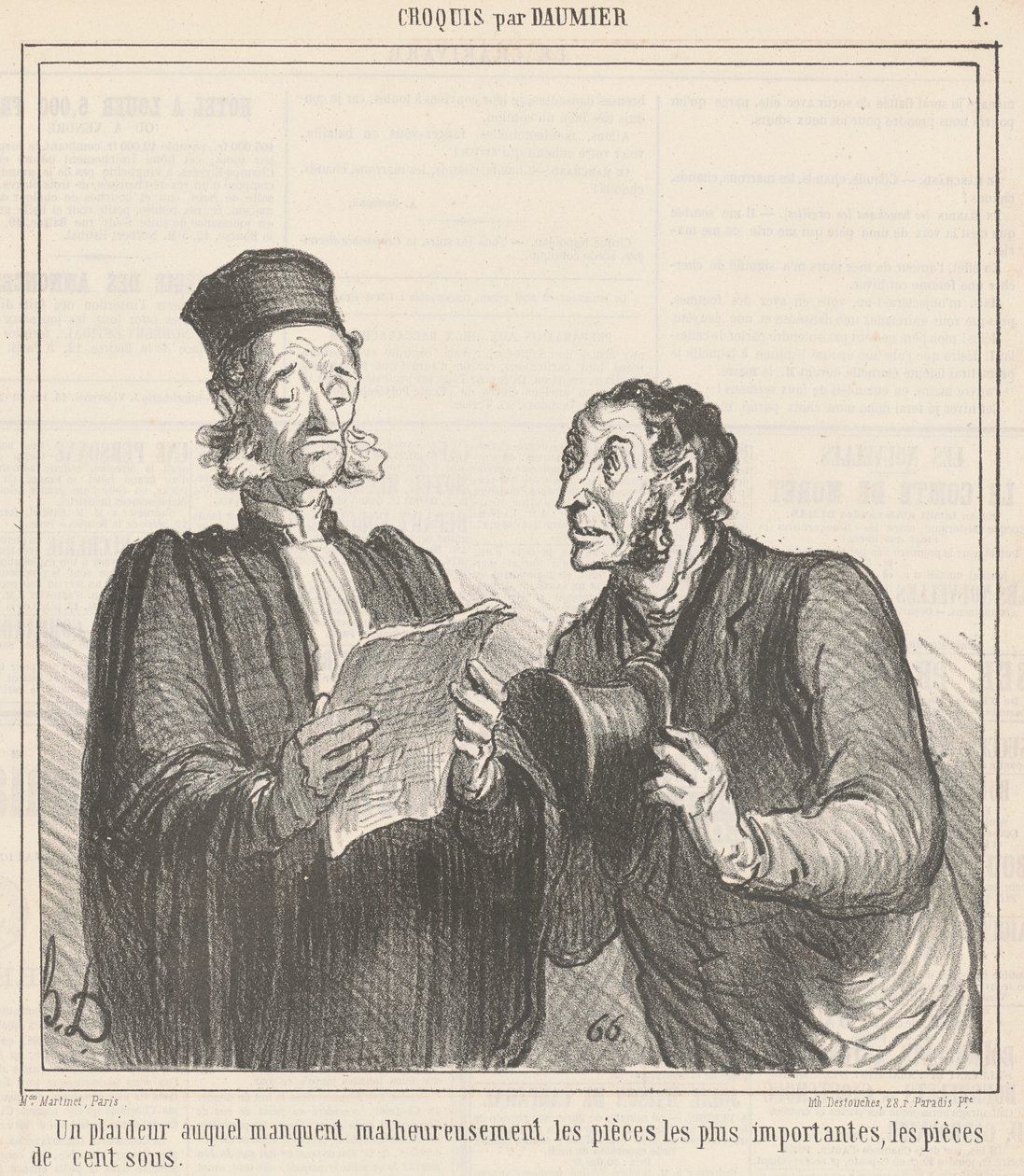 En rättstvist som saknar... av Honoré Daumier