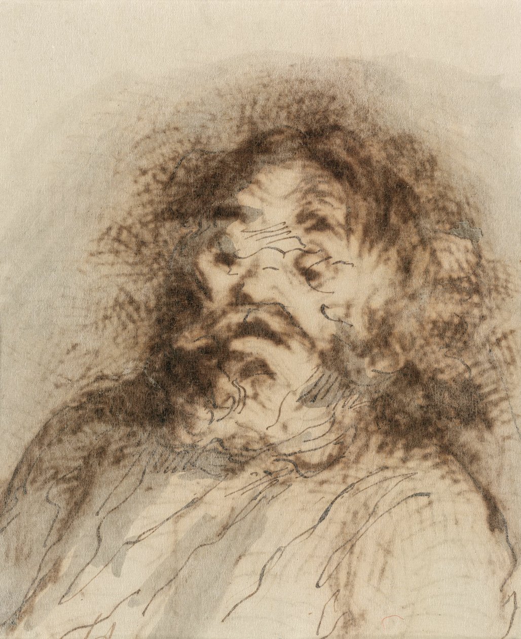 Skäggig man av Honoré Victorin Daumier