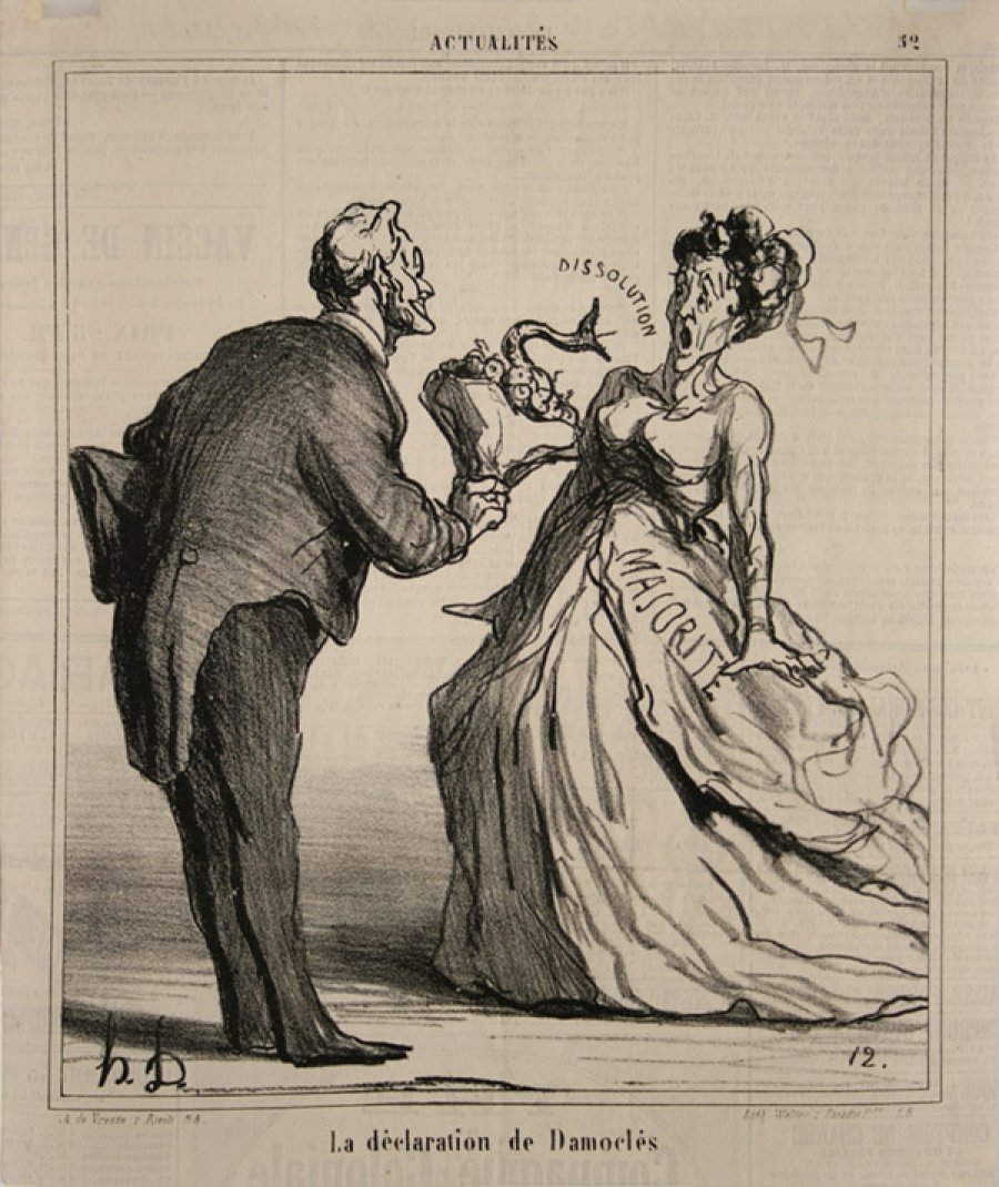 The declarion of Damocles av Honoré Daumier