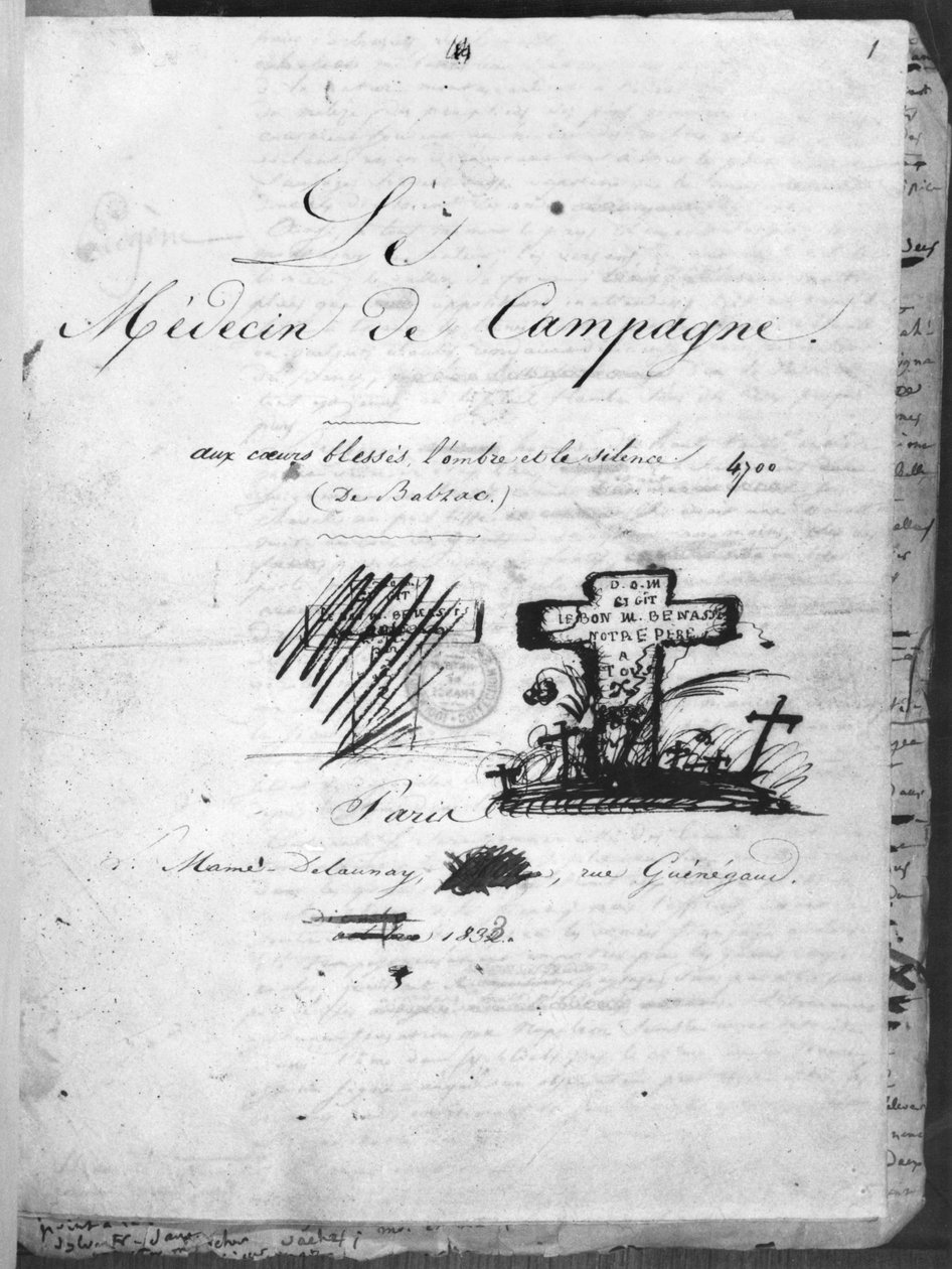 Titelsida till "Le Medecin de Campagne", 1833, utgiven av Mame Delaunay, Paris. av Honore de Balzac