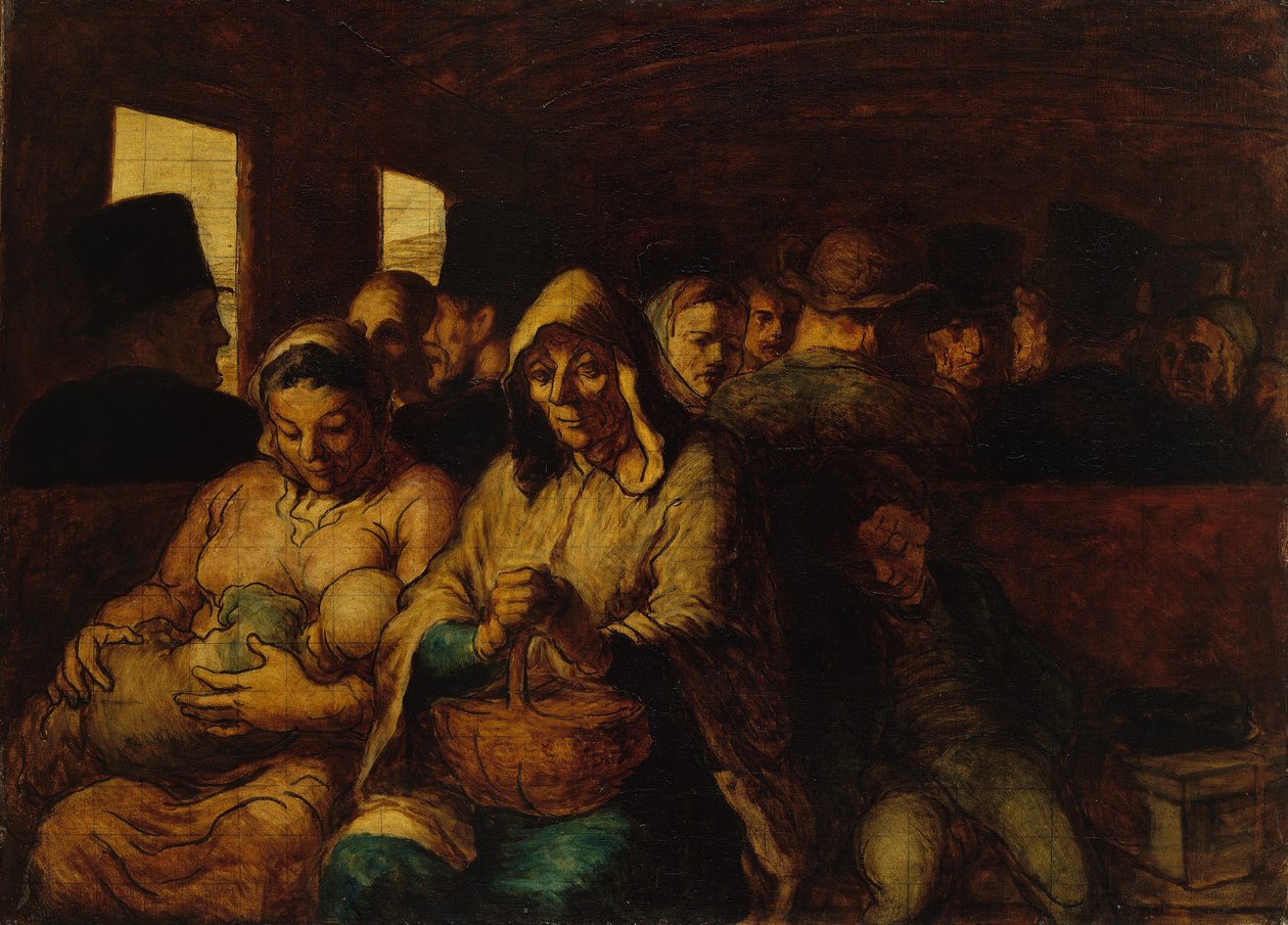 Interiör i tredje klass vagn av Honoré Daumier