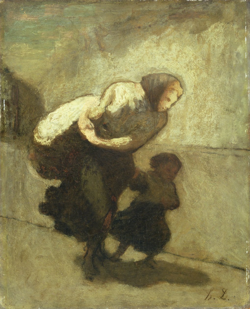 Den tunga bördan (olja på pannå) av Honoré Daumier