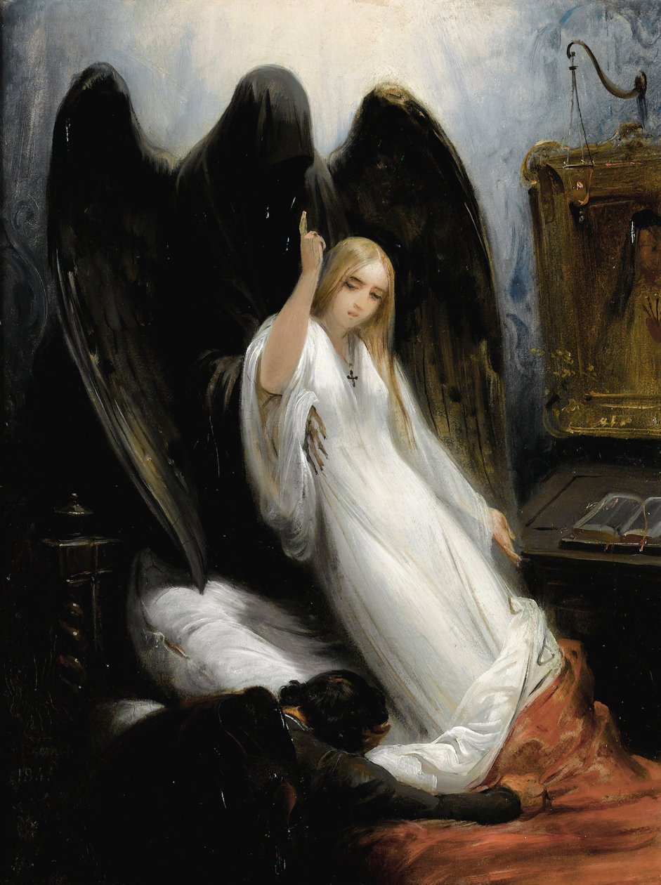 Studie av Dödens ängel av Emile Jean Horace Vernet