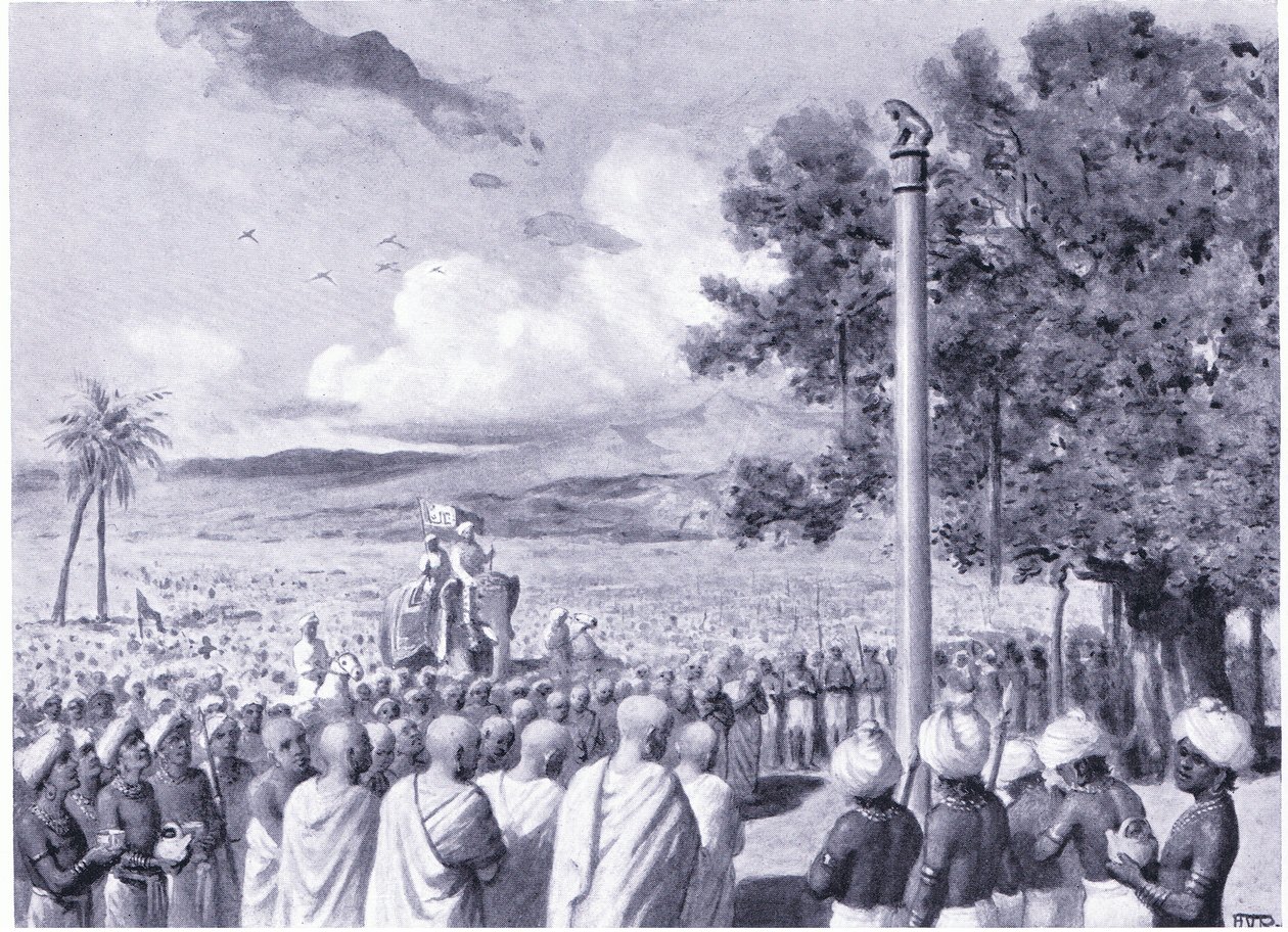 Asokas missionärer satte upp en ediktpelare vid Lauriya Nandangarh 244 f.Kr. av Horace van Ruith