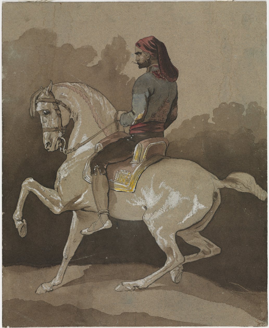 Arab till häst, 1800-tal. av Emile Jean Horace Vernet