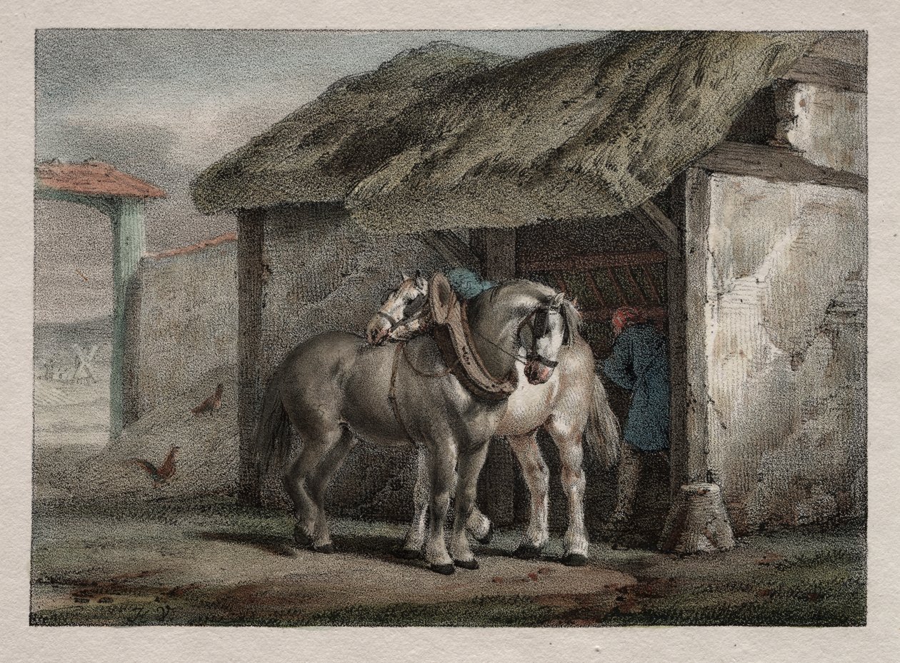 Gårdshäst av Emile Jean Horace Vernet