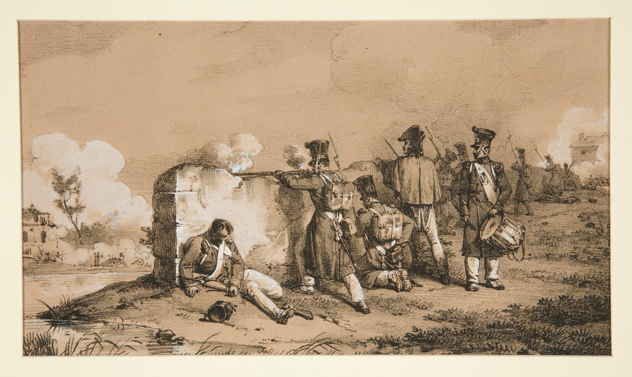 Soldater i skärmytslingar av Emile Jean Horace Vernet
