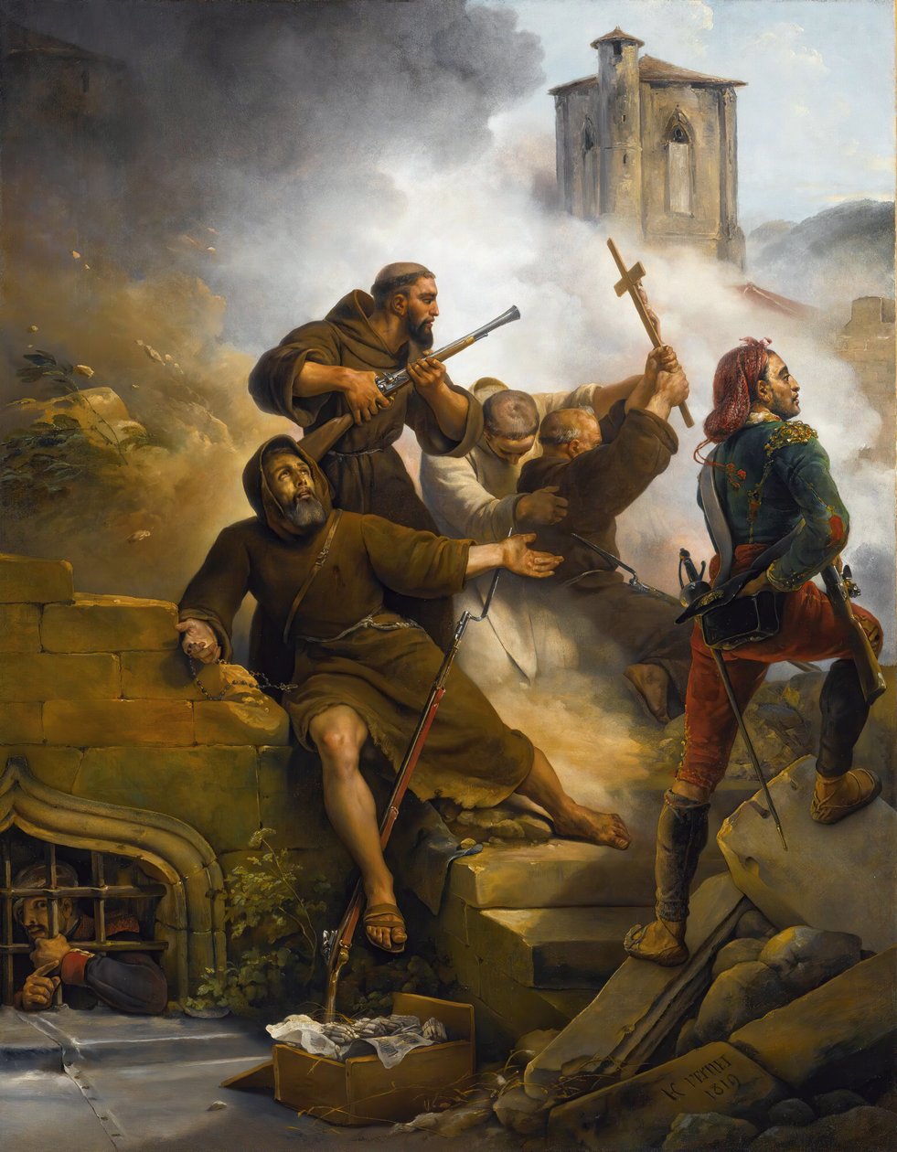 Den första belägringen av Zaragoza, 1819. av Emile Jean Horace Vernet